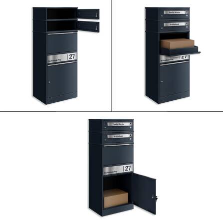 Metzler Funk-Paketbox mit Klingel & Briefkasten |  personalisiert mit Gravur | Edelstahl-Namensschilder | Bispo Funk