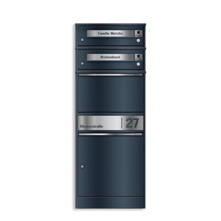 Metzler Funk-Paketbox mit Klingel & Briefkasten |  personalisiert mit Gravur | Edelstahl-Namensschilder | Anthrazitgrau | Bispo Funk
