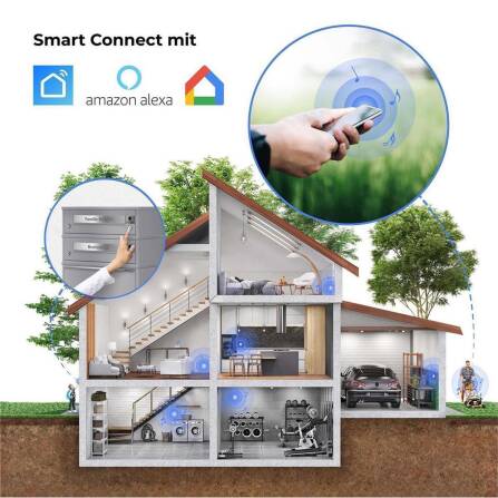 Metzler Boîte à colis averc sonnette sans fil & compartiments pour lettres | personnalisée avec gravure | Plaques de nom en acier inoxydable | Gris | Bispos sans fil