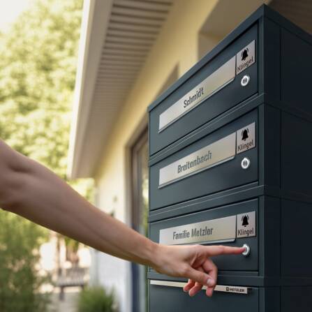 Metzler Funk-Paketbox mit Klingel & Briefkasten |  personalisiert mit Gravur | Edelstahl-Namensschilder | Bispo Funk
