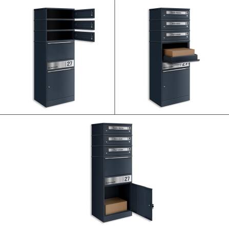 Metzler Funk-Paketbox mit Klingel & Briefkasten |  personalisiert mit Gravur | Edelstahl-Namensschilder | Anthrazit | Bispo Funk