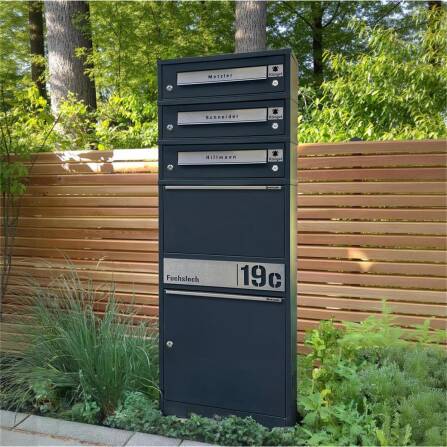 Metzler Funk-Paketbox mit Klingel & Briefkasten |  personalisiert mit Gravur | Edelstahl-Namensschilder | Anthrazit | Bispo Funk