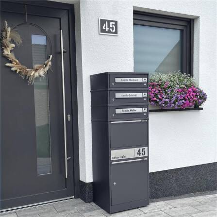 Metzler Funk-Paketbox mit Klingel & Briefkasten |  personalisiert mit Gravur | Edelstahl-Namensschilder | Eisenglimmer | Bispo Funk