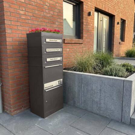 Metzler Funk-Paketbox mit Klingel & Briefkasten |  personalisiert mit Gravur | Edelstahl-Namensschilder | Eisenglimmer | Bispo Funk