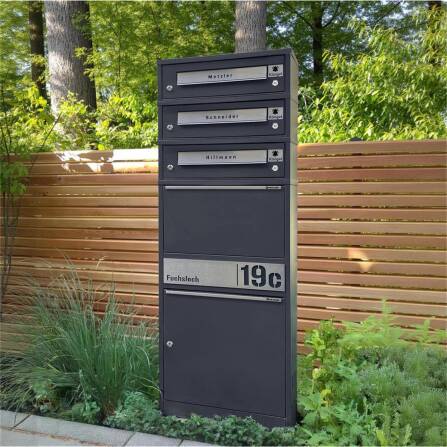 Metzler Funk-Paketbox mit Klingel & Briefkasten |  personalisiert mit Gravur | Edelstahl-Namensschilder | Eisenglimmer | Bispo Funk