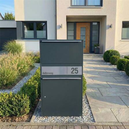 Metzler Paketbox XL personalisiert mit Gravur | Paketkasten rostfrei | RAL 7016 Anthrazit | Bispo Max 2