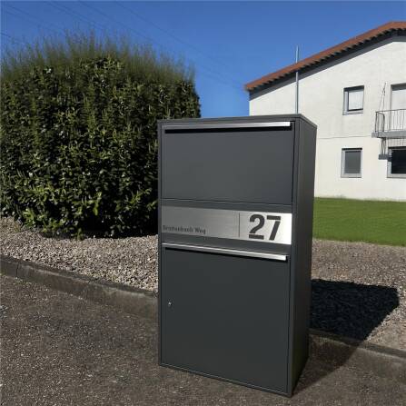 Metzler Paketbox XL personalisiert mit Gravur | Paketkasten rostfrei | RAL 7016 Anthrazit | Bispo Max 2