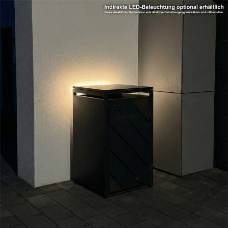 Metzler Caches-poubelles avec acentuation en acier inoxydable | 1x | 240 l  Anthracite avec  bandes de vue | inoxydable et massif | Poignée verrouillable