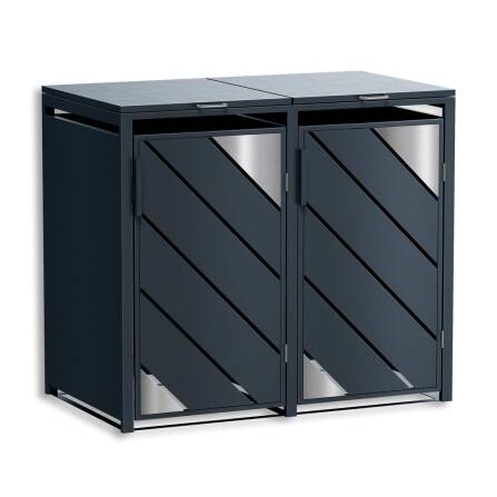 Metzler Mülltonnenbox mit Edelstahl Akzenten | 2er |...