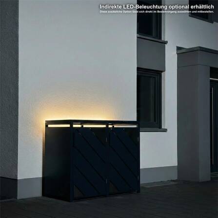 Metzler Mülltonnenbox mit Edelstahl Akzenten | 2er | 240l | Anthrazit | mit Sichtstreifen | rostfrei & massiv