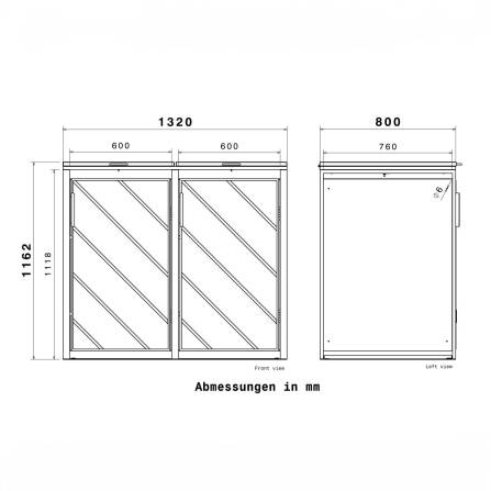 Metzler Mülltonnenbox mit Edelstahl Akzenten | 2er | 240l | Anthrazit | mit Sichtstreifen | rostfrei & massiv