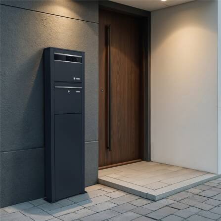 Metzler Standbriefkasten mit Video-Türsprechanlage für Einfamilienhaus VDM10 | Anthrazit RAL7016