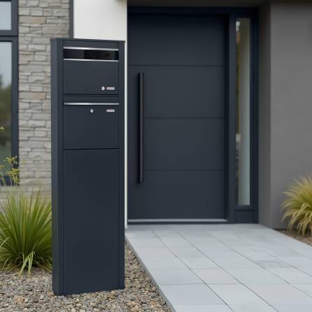 Metzler Standbriefkasten mit Video-Türsprechanlage für Einfamilienhaus VDM10 | Anthrazit RAL7016