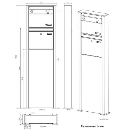 Metzler Standbriefkasten mit Video-Türsprechanlage für Einfamilienhaus VDM10 | Anthrazit RAL7016