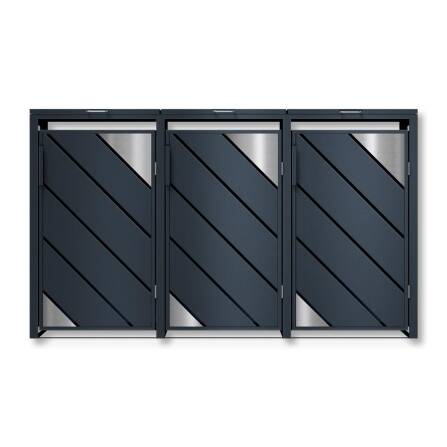 Metzler Mülltonnenbox mit Edelstahl Akzenten | 3er |...