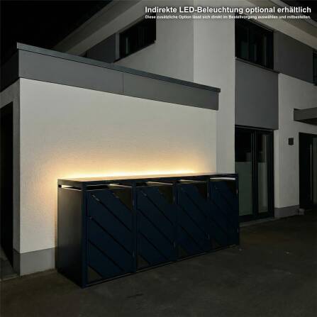 Metzler Mülltonnenbox mit Edelstahl Akzenten | 4er | 240l | Anthrazit | mit Sichtstreifen | rostfrei & massiv