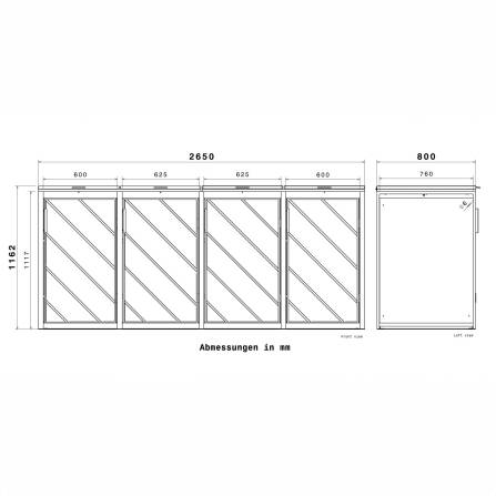 Metzler Mülltonnenbox mit Edelstahl Akzenten | 4er | 240l | Anthrazit | mit Sichtstreifen | rostfrei & massiv