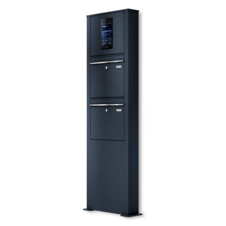 Metzler Standbriefkasten mit Video-Türsprechanlage für Zweifamilienhaus SDM10 | Touch-Display | Anthrazit RAL7016