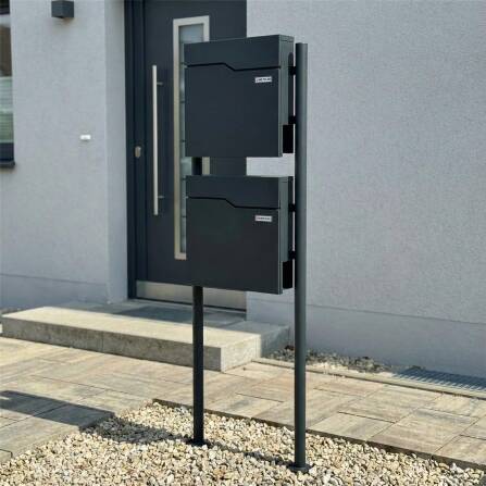 Metzler Standbriefkasten | 2er vertikal | Mit austauschbarem Namensschild | Anthrazit