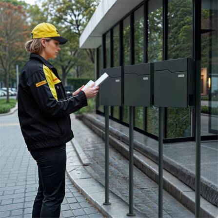 Metzler Standbriefkasten | 3er | Mit austauschbarem Namensschild | Anthrazit
