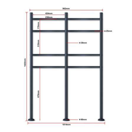 Metzler Standbriefkasten | 4er vertikal | Mit austauschbarem Namensschild | Anthrazit