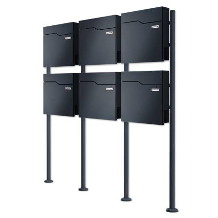 Metzler Standbriefkasten | 6er vertikal | Mit austauschbarem Namensschild | Anthrazit