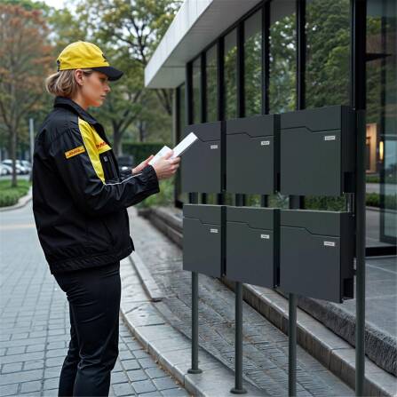 Metzler Standbriefkasten | 6er vertikal | Mit austauschbarem Namensschild | Anthrazit