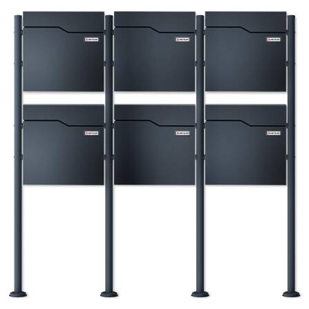 Metzler Standbriefkasten | 6er vertikal | Mit austauschbarem Namensschild | Anthrazit