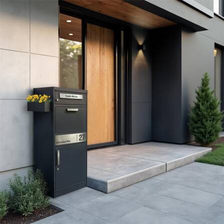 Metzler Blumenkasten für Paketbox Modellreihe Bispo | RAL 7016 Anthrazit