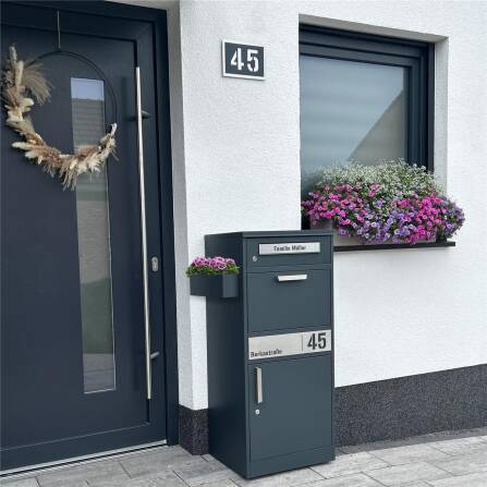 Metzler Blumenkasten für Paketbox Modellreihe Bispo | RAL 7016 Anthrazit
