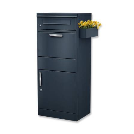 Metzler Blumenkasten für Paketbox Modellreihe Bispo | RAL 7016 Anthrazit