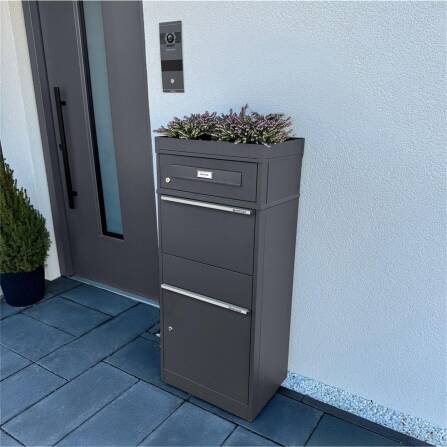 Metzler Paketbox mit austauschbarem Namensschild | Eisenglimmer | für Pakete bis zur Größe M | Bispo RE