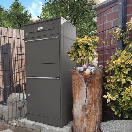 Metzler Paketbox mit austauschbarem Namensschild | Eisenglimmer | für Pakete bis zur Größe M | Bispo RE