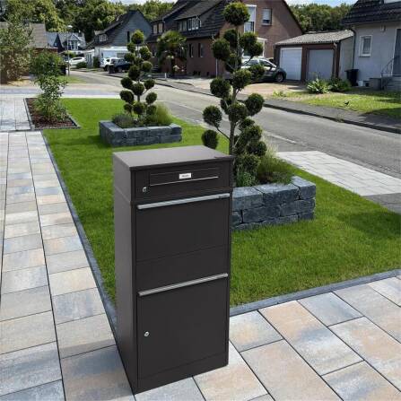 Metzler Paketbox mit austauschbarem Namensschild | Eisenglimmer | für Pakete bis zur Größe M | Bispo RE