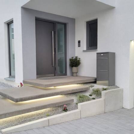 Metzler Boîte à colis avec plaque de nom échhangeable | Gris |  pour colis jusquà taille M | Bispo RE