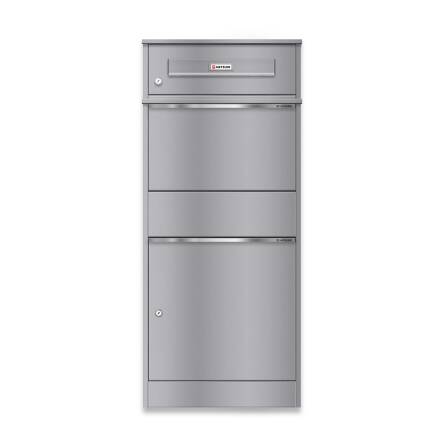 Metzler Boîte à colis avec plaque de nom échhangeable | Gris |  pour colis jusquà taille M | Bispo RE