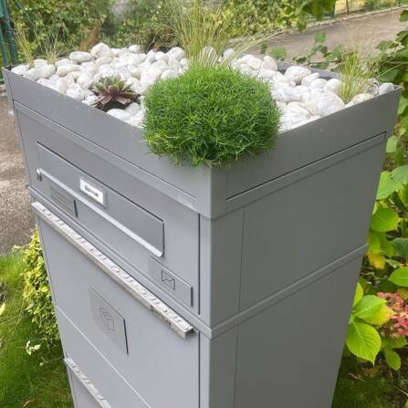 Metzler Boîte à colis avec plaque de nom échhangeable | Gris |  pour colis jusquà taille M | Bispo RE