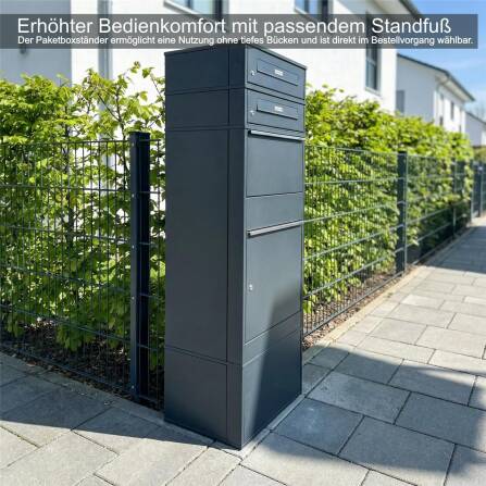 Metzler Paketbox mit 2 Briefkästen mit austauschbaren Namensschildern | für Pakete bis zur Größe M | Bispo RE