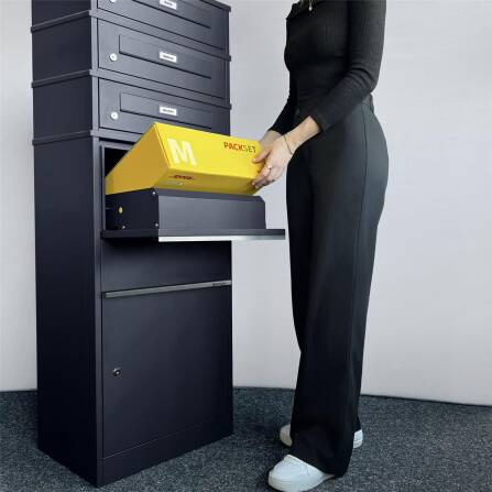 Metzler Paketbox mit 3 Briefkästen mit austauschbaren Namensschildern | für Pakete bis zur Größe M | Bispo RE