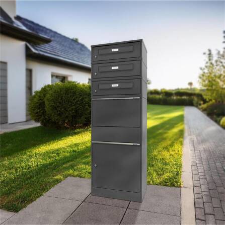 Metzler Casella per pacchi | triplo inserto per lettere | con targhette portanome sostituibili | Micaferro | per pacchi fino alla dimensione M | Bispo RE