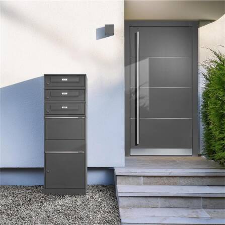 Metzler Casella per pacchi | triplo inserto per lettere | con targhette portanome sostituibili | Micaferro | per pacchi fino alla dimensione M | Bispo RE