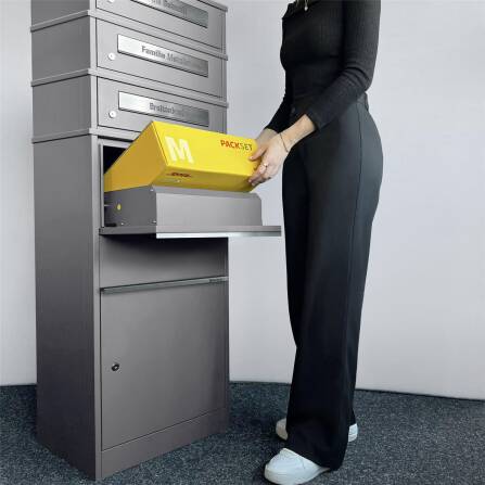 Metzler Cassetta per pacchi | triplo inserimento lettere | con etichette con nomi intercambiabili | Grigio | per pacchi fino alla grandezza M | Bispo RE