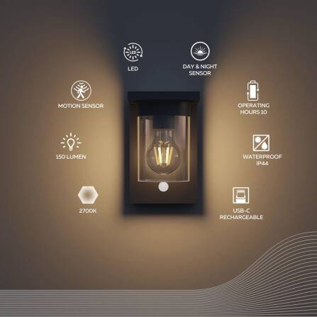 Wandleuchte | Asti | Solar | Up-Down-Light | Bewegungs- und Dämmerungsensor