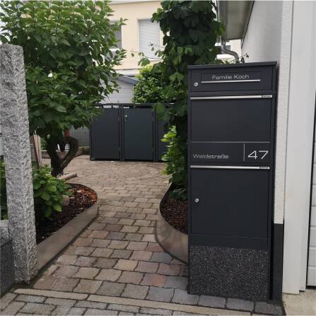 Metzler Paketbox mit Briefkasten | personalisiert mit Gravur | Edelstahl-Namensschild | mit Briefeinwurf | Taren