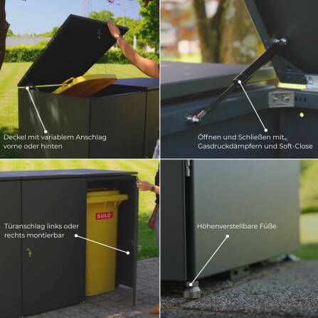 Metzler Mülltonnenbox | 2er | 240l | aus Aluminium | rostfrei & massiv | Anthrazit RAL 7016