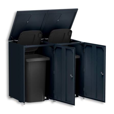 Metzler Mülltonnenbox | 2er | 240l | aus Aluminium | rostfrei & massiv | Anthrazit RAL 7016