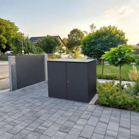 Metzler Mülltonnenbox | 2er | 240l | aus Aluminium | rostfrei & massiv | Anthrazit RAL 7016