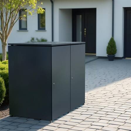 Metzler Mülltonnenbox | 2er | 240l | aus Aluminium | rostfrei & massiv | Anthrazit RAL 7016