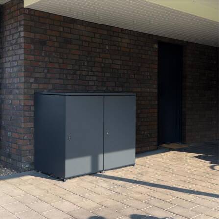 Metzler Mülltonnenbox | 2er | 240l | aus Aluminium | rostfrei & massiv | Anthrazit RAL 7016