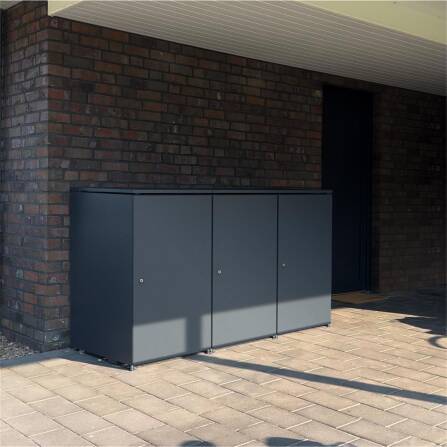 Metzler Mülltonnenbox | 3er | 240l | aus Aluminium | rostfrei & massiv | Anthrazit RAL 7016